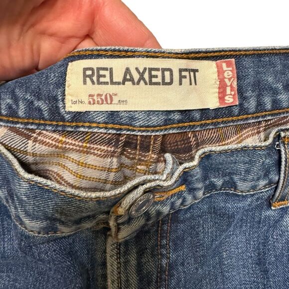 Levi's 550 Men's Flannel Lined Relaxed Fit Blue Denim Straight Leg Jeans 40 x 30 - Picture 3 of 10